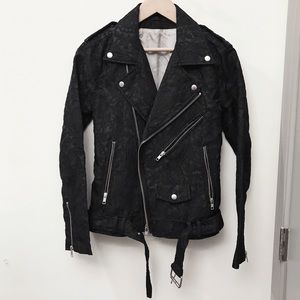 BLK DNM Black Baroque Lace Zip Moto Jacket XS